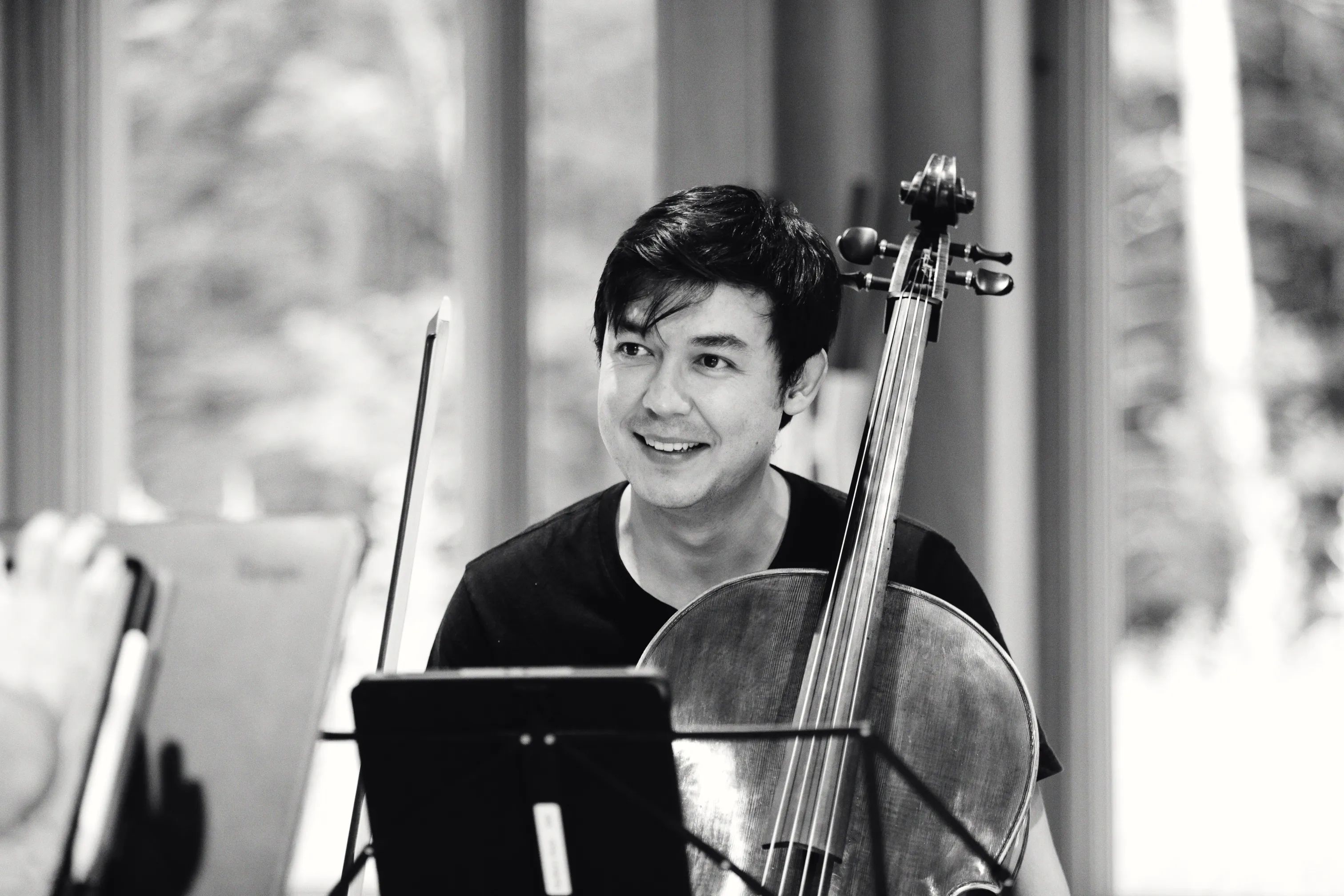 Dilshod Narzillaev with his cello